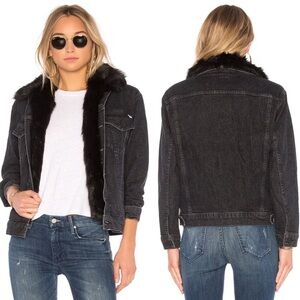 MOTHER The Furry Faux Fur Drifter Jacket in Black Cat Fever